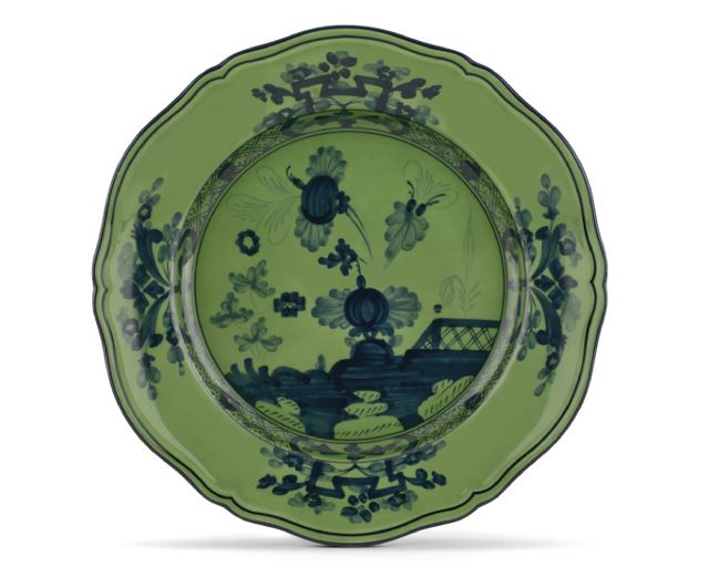 Vassoio rotondo oriente italiano malachite porcellana
