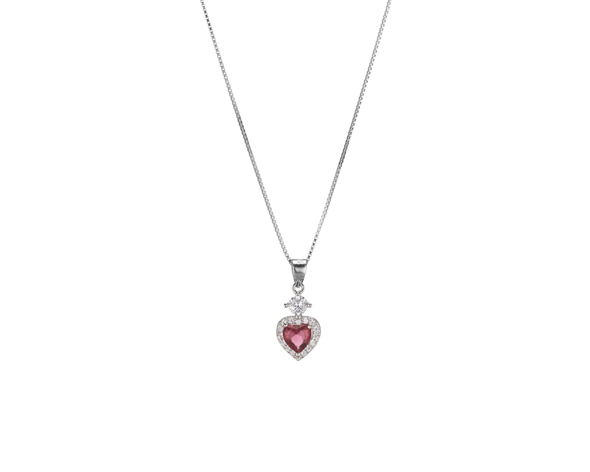 Collana Argento Con Pendente Cuore Zircone Rubino Sovrani 185578 814j10248