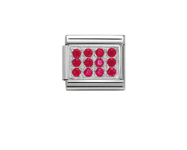 Rosso composable acciaio argento e pavè di zirconi