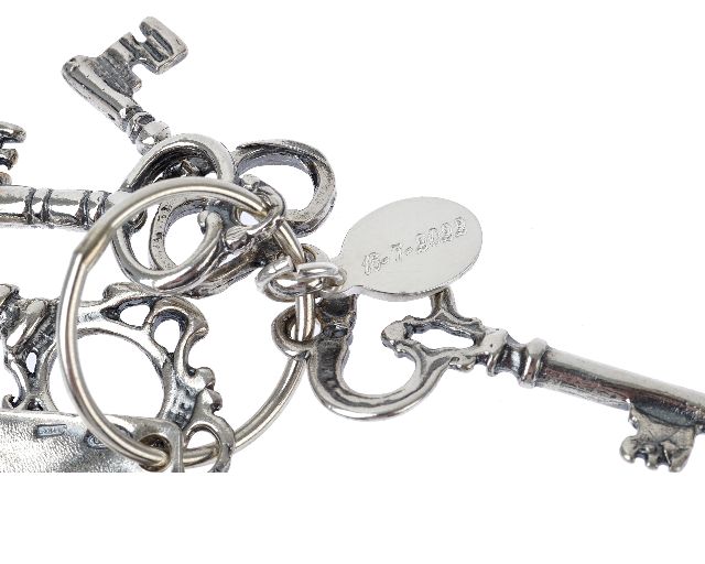 Mazzo Di Chiavi Argento Con Piastrina E Sacchetto Portaconfetti Selezione Zanolli 167821 630rg902hx