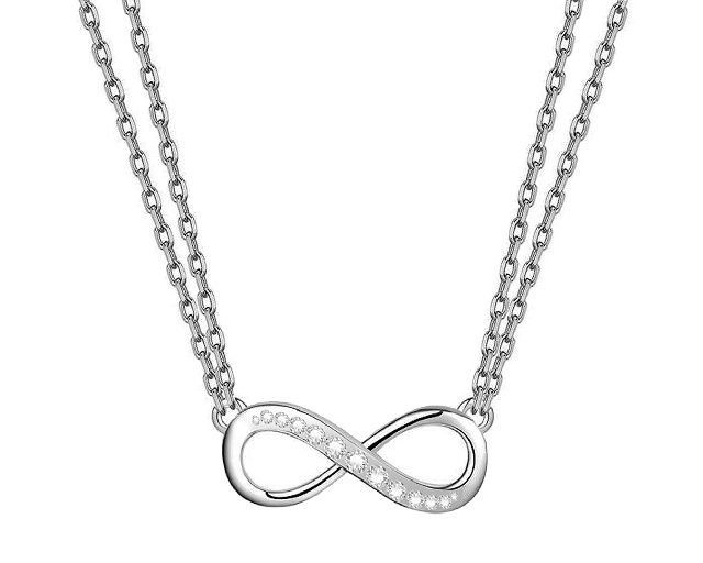 Collana acciaio infinito centrale con zirconi