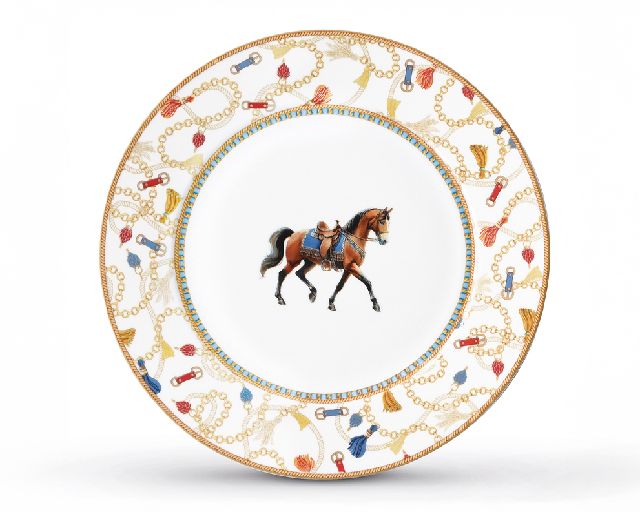 Piatto dessert cheval porcellana