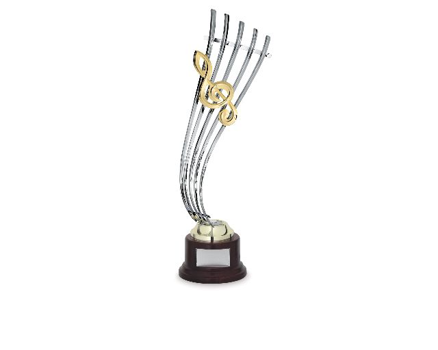 Trophy music with wooden base