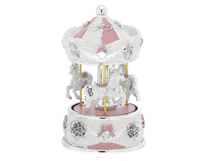 Music box horses carousel pink