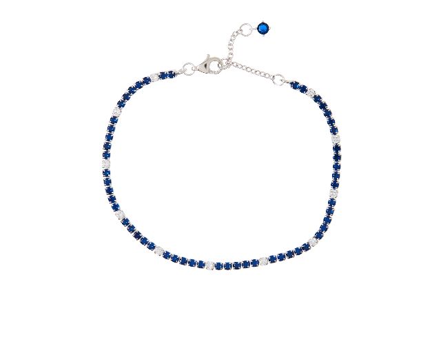 Bracciale tennis argento con cubic zirconia e zirconi zaffiro