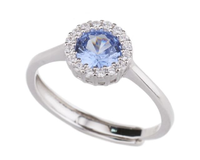 Anello argento con cubic zirconia e zirconi acquamarina