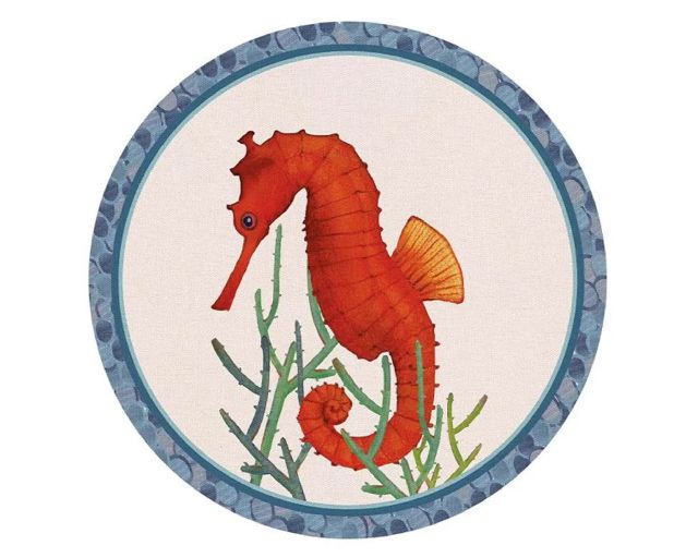 Round rigid tablemat seahorse ivory