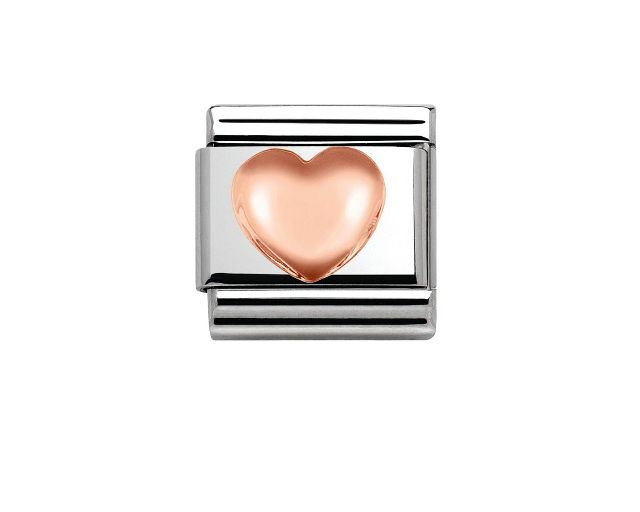 Raised heart composable steel and rosè gold