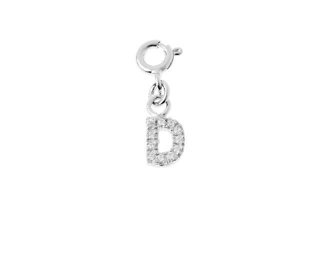 Ciondolo lettera d argento con zirconi