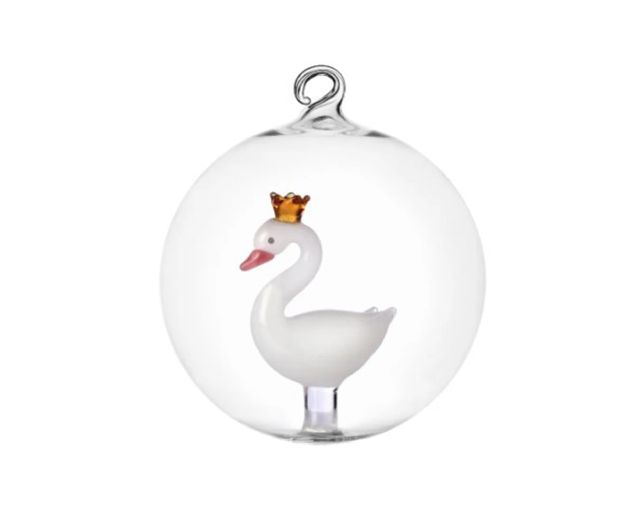 Idea regalo natale palla di natale cigno