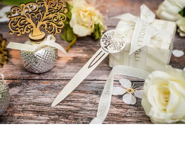 Paper knife and bookmark tree of life silver plated