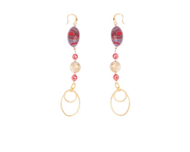 Orecchini lunghi rain rosso