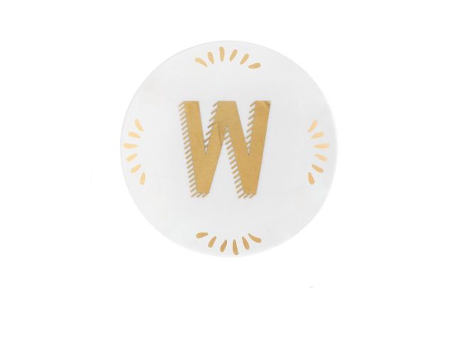 Little plate lettering porcelain letter w