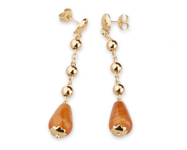 Orecchini aurore ottone finitura oro con corniola