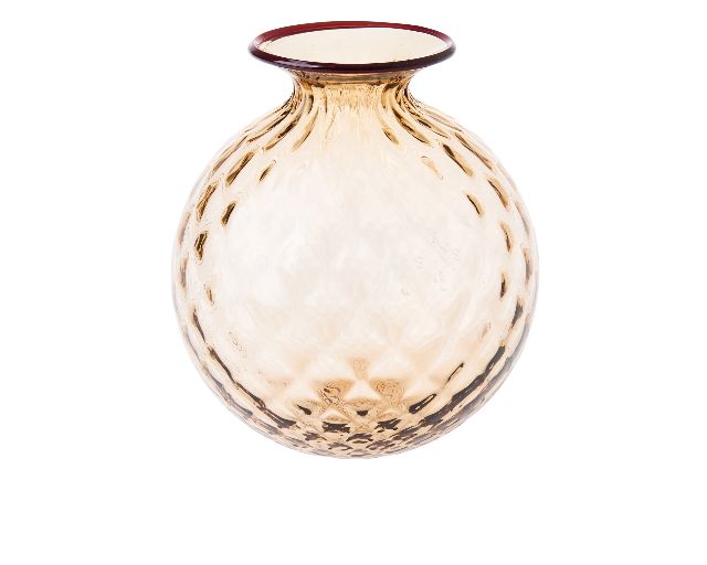 Vase monofiore balloton murano glass moka with red ring