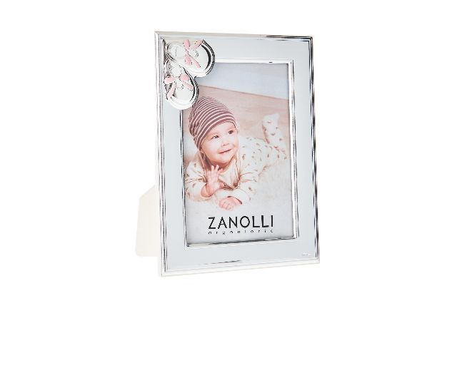 Picture frame baby shoes pvd silver pink