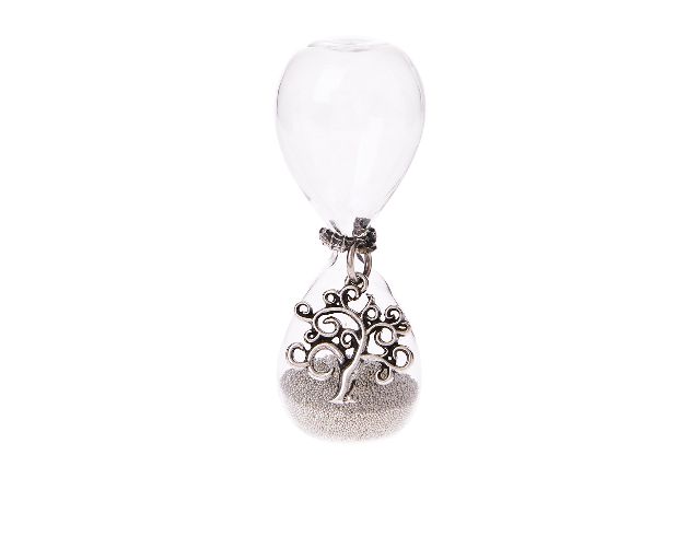 Clessidra albero della vita con sabbia argento e scatola regalo
