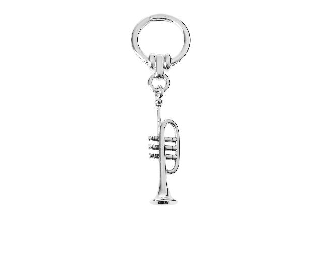 Keyring trumpet silver