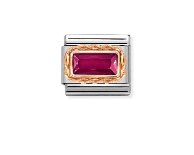 Red baguette composable steel and rosè gold
