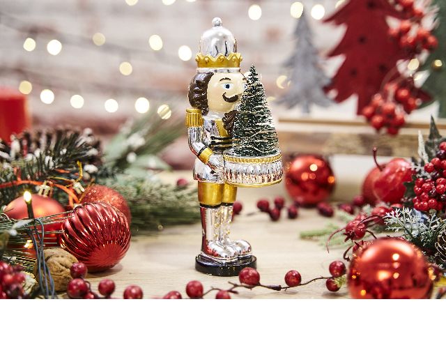 Idea regalo natale soldatino con albero di natale oro con luce led