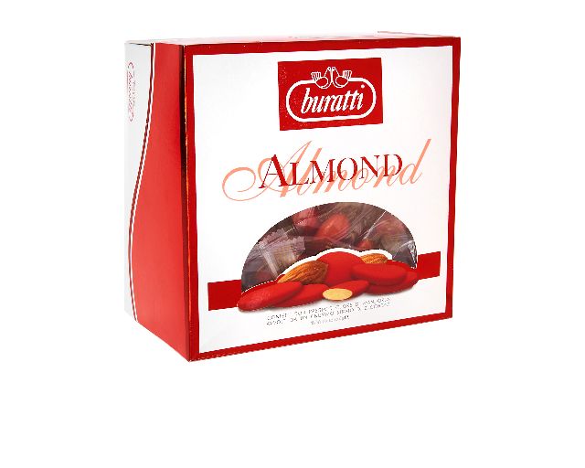 Sugared almonds tray peeled almond 0,5 kg red