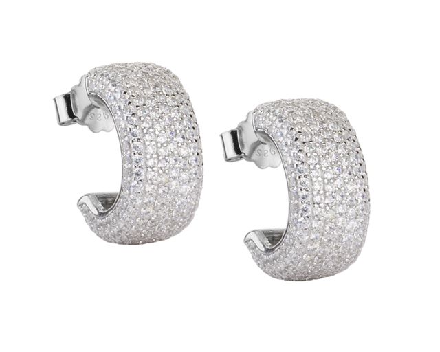 Orecchini mezzaluna argento con cubic zirconia