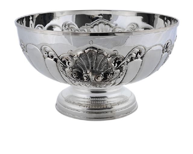 Round Stand Bowl Silver Shell Embossing Selezione Zanolli