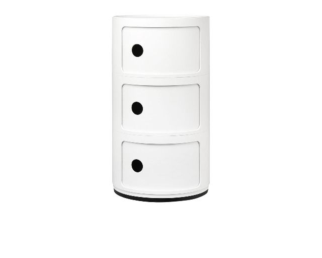Cassettiera componibile recycled a tre elementi colore bianco