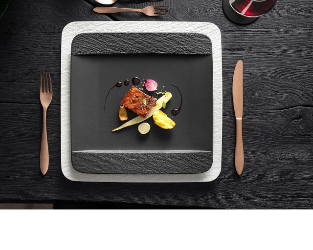 Square Flate Plate Manufacture Rock Porcelain Black Villeroy E Boch
