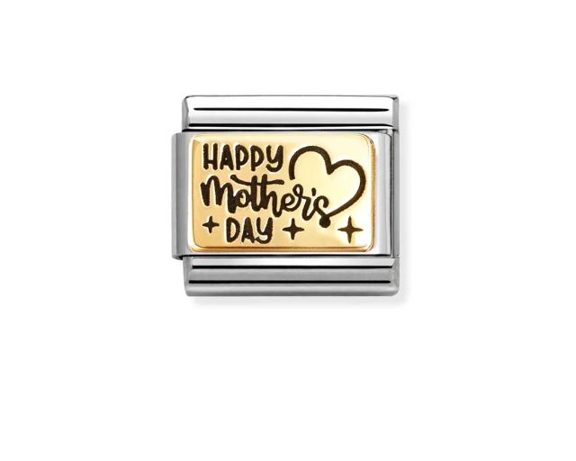 Happy mother day composable steel gold and enamel