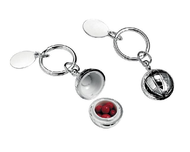 Keychain world silver plated