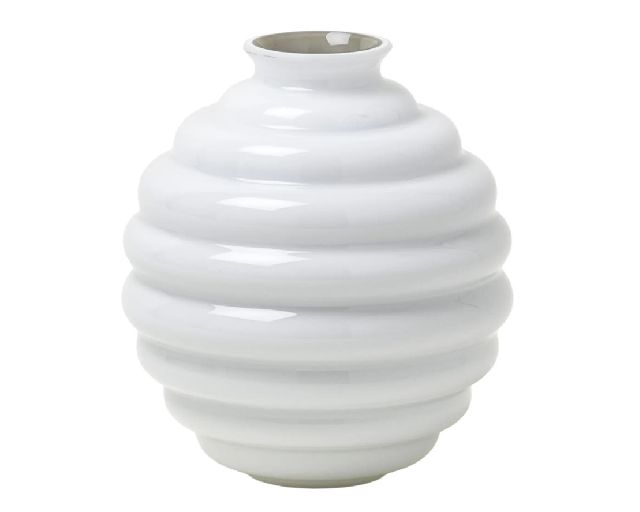 Vase decò murano glass milk white and grey