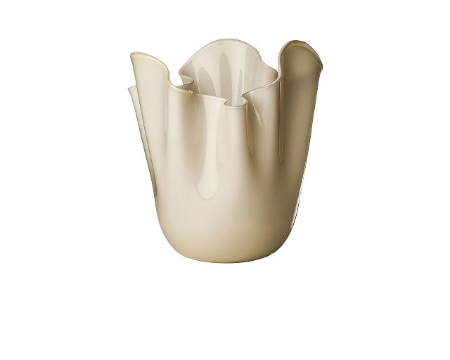 Vaso fazzoletto vetro di murano opalino paglierino