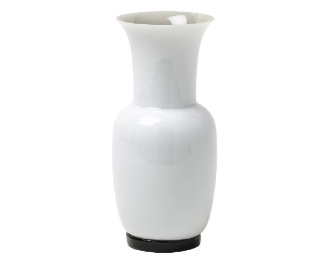 Vase opalino murano glass milk white and grey