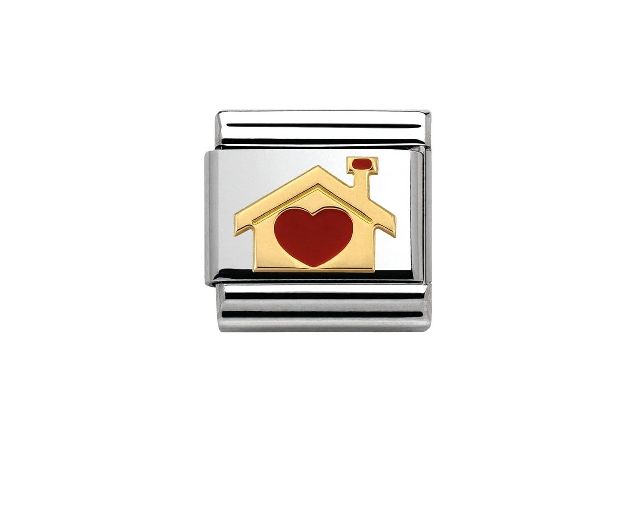 Home with heart composable steel gold and enamel