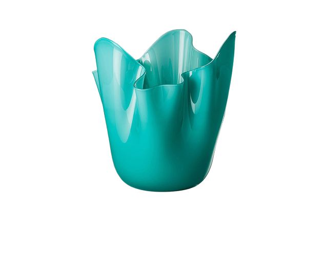 Vase fazzoletto murano glass mint green and milk white