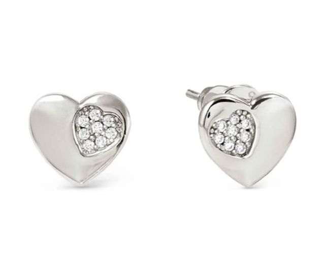 Orecchini petit sparkle argento cuore e zirconi