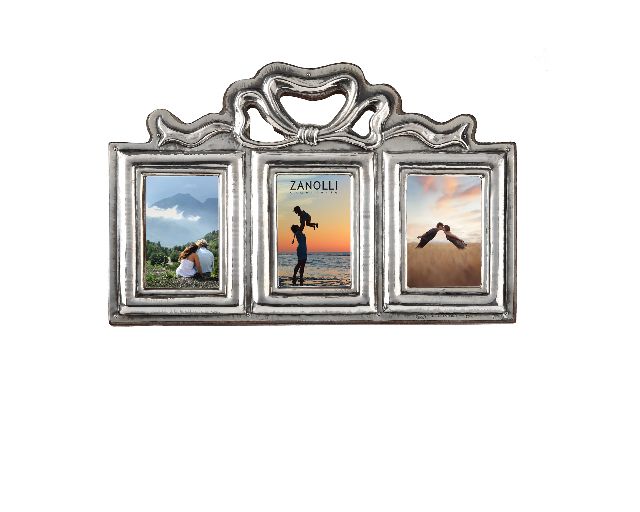Triple picture frame nastrino silver rectangular