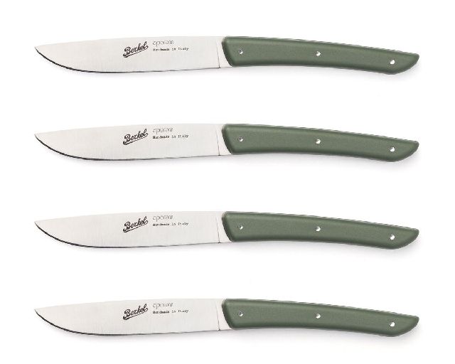 Steak knife set color steel olive green 4 pieces