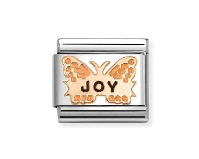 Farfalla arancio joy composable acciaio e oro rosa