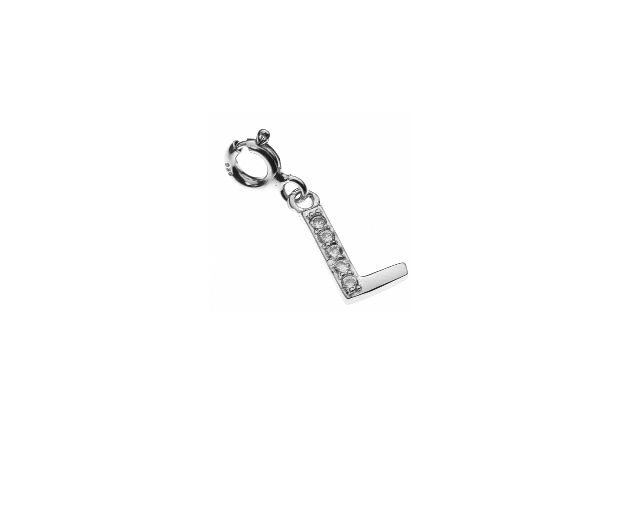 Pendant l letter silver with white zircons