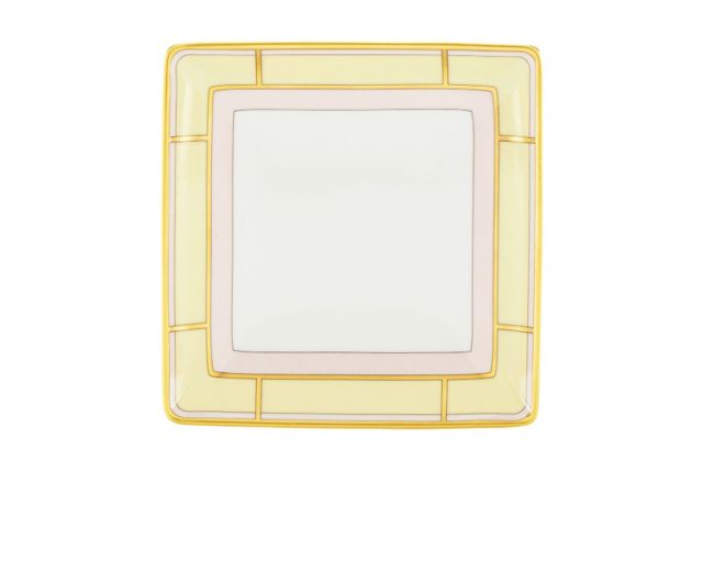 Square valet tray diva porcelain yellow