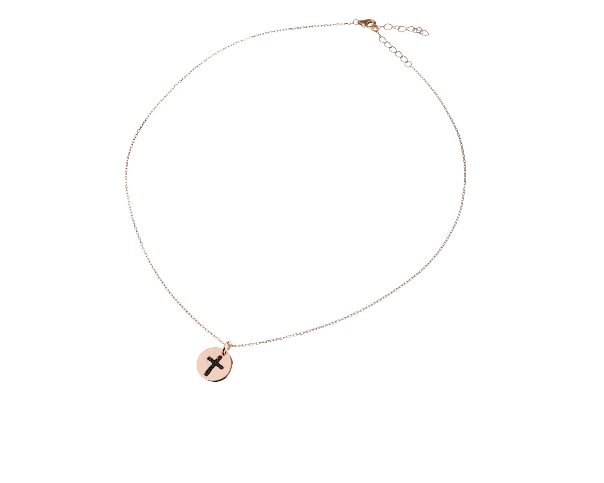 Collana Argento Rose Tondo Croce Con Zirconi Neri Selezione Zanolli 149056 935d4129hk0066dr04