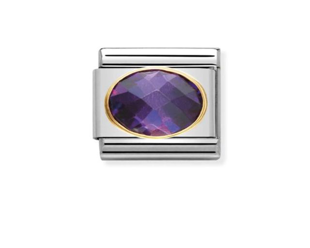 Zircone viola composable acciaio e oro