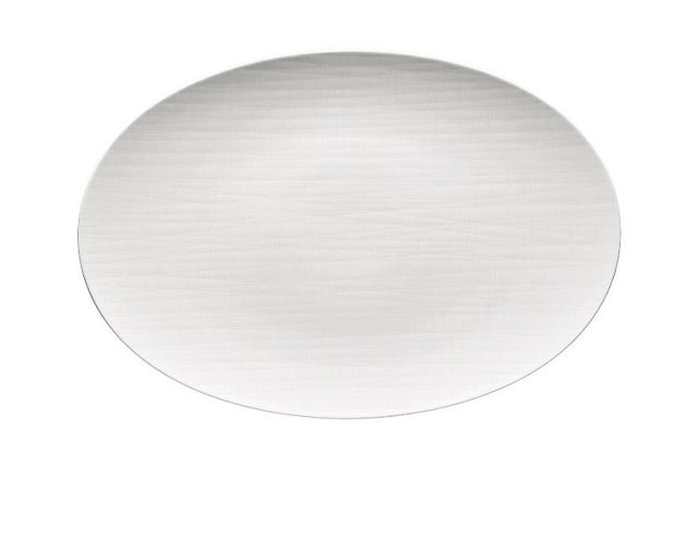 Piatto ovale mesh porcellana bianco