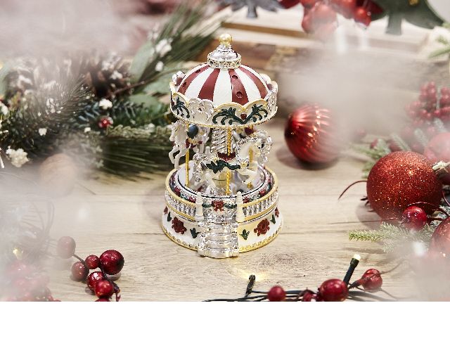 Horse carousel music box red