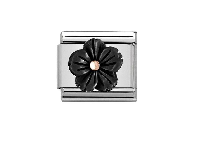 Flower in onyx paste composable steel and rosè gold