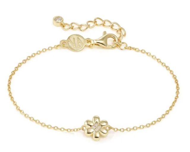 Bracciale petit sparkle argento dorato fiore e zirconi