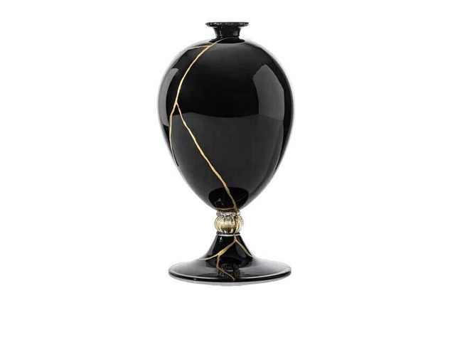 Vase veronese murano glass black