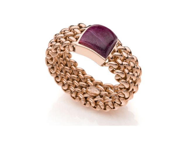 Ring chicco silver with red stone